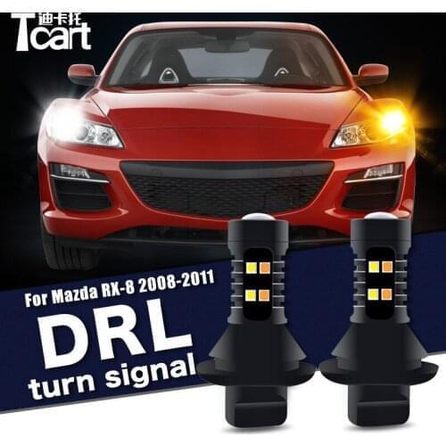 2PCS Led drl Daytime Running Light Turn 2IN1 Car accessories For Mazda RX8 RX-8 (SE3P) 2004- 2012