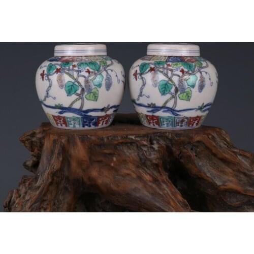 Antique MingDynasty porcelain pot,Red tire color grape jar,a pair,hand painted crafts,Decoration,Collection&Adornment