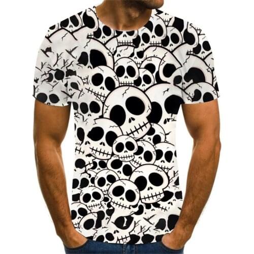 New Summer T shirt for Men Skull 3D Print Casual Oversized Mens T-shirt O-neck hip hop Short Sleeve Teen Clothes Tops XXS-6XL