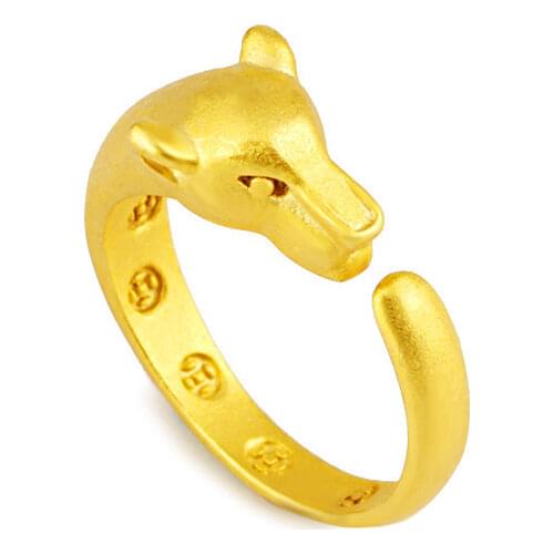 18k Yellow Gold Plated Ring For Men Leopard Head Open Adjustable Ring Vietnam Sand Gold Wedding Bands Engagement Jewelry Best
