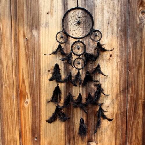 Indian Dream Catcher Hanging Multi-ring Series Dream Catcher Black Feather Home Wall Hanging Beautiful