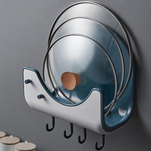 Creativity Pot Lid Holder Kitchen Wall Mount Chopping Board Pot Lid Cover Holder Storage Rack with Hooks