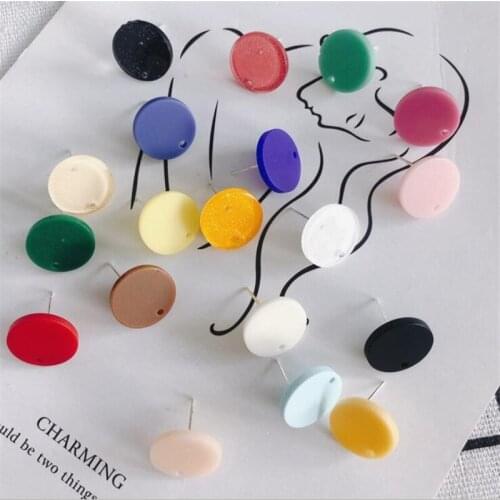 10pcs/lot new creative acrylic round charm connectors for diy stud earrings craft resin jewelry making accessories material