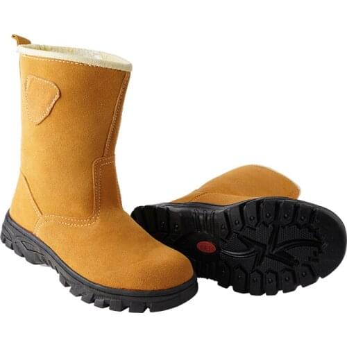 Summer High-Tube Suede Cowhide Oil Field Shoes Anti-Smashing and Scalding Oil-Resistant Acid-Alkali Welding Steel Safety Boots