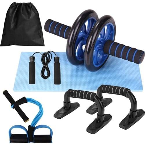 Mini Fitness Double Wheel Abs Abdominal Roller Pull Up Bar Home Excercise Equipment Weights Push Up Board Workout Jump Rope