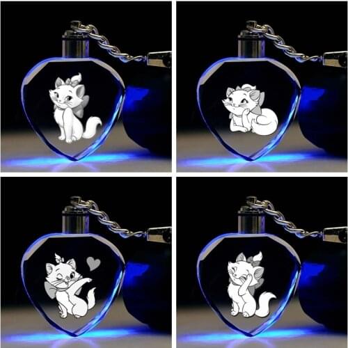 Disney Marie Cat Anime Figures Toy Cartoon Heart Products Accessories Customized LED Keychain Light Birthday Gifts