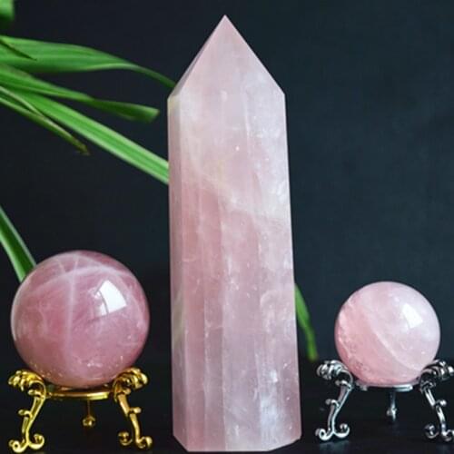 Natural Pink Quartz Crystal Ball And crystal wand reiki cures wedding decorations Drop Shipping