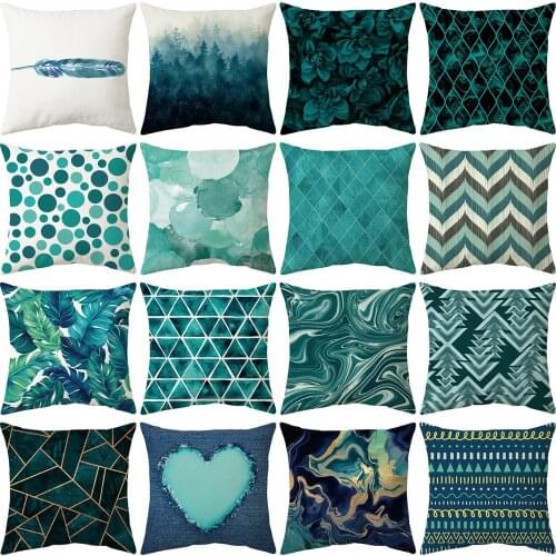 Cushion Cover Teal Blue Duck Blue Home Decoration Pillow Cover Sofa Decor Car Decor Teal Blue Peach Skin 45*45 Cm Pillow Case