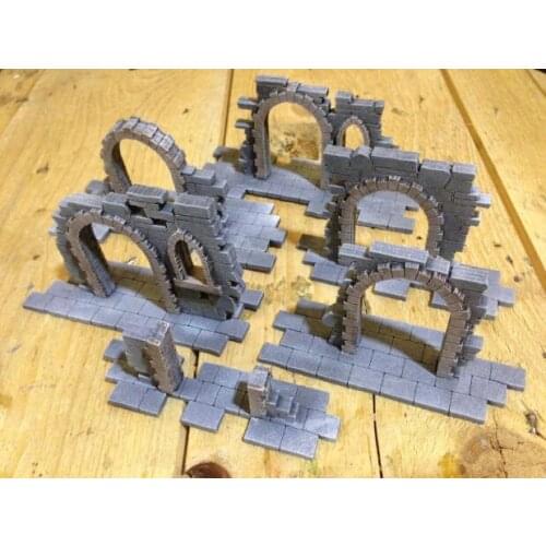 New Arrival Wooden Miniature Gothic Style Six Ruins Door As Picture