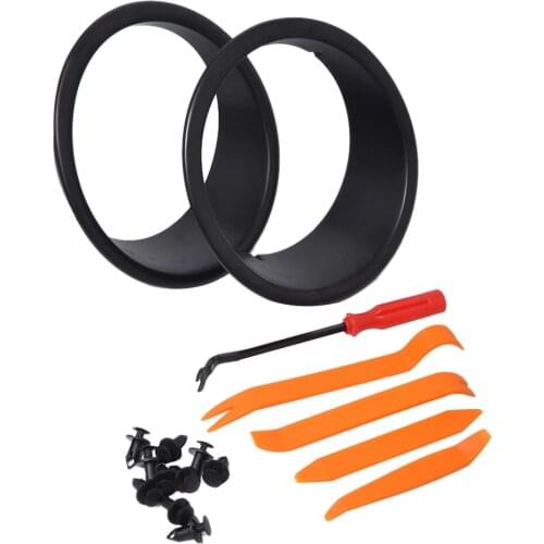 2Pcs Black Bezels Front Light Headlight Covers Angry Eyes with Tools For 07-17 Jeep Wrangler JK