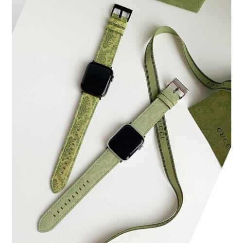 High Quality Leather Watch Strap For Apple Watch 6 se 5 4 3 Watchband Luxury Printing Watch Band iWatch Bracelet 44 mm 40mm 42mm