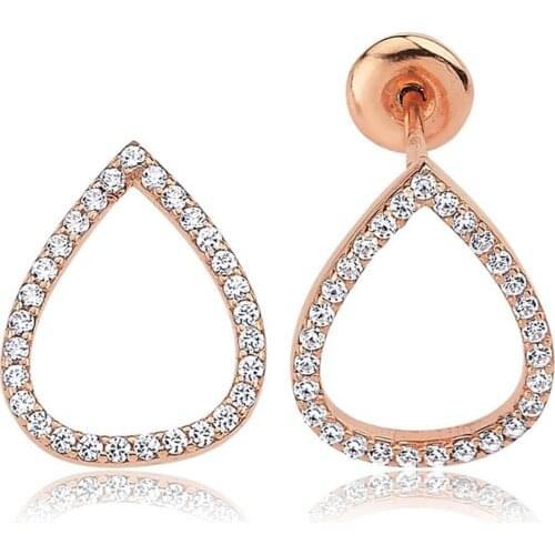 Valori Jewels Elegant Drop, Zirconia White Gemstone, Rose Gold Plated, Sterling Silver Earrings