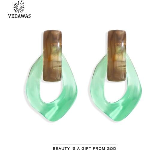 Vedawas Fashion Resin Irregular Drop Earrings for Women Boho Unique Hanging Pendant Earrings Holiday Jewelry Gifts Wholesale