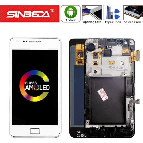 Super AMOLED For SAMSUNG Galaxy S2 i9100 I9100 LCD Display Touch Screen with Frame Digitizer For Samsung S2 LCD Display i9100