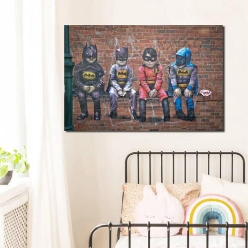 Superhero Graffiti Street Canvas Posters Prints Wall Art Painting Decorative Picture Modern Kids Room Nursery Home Decoration HD