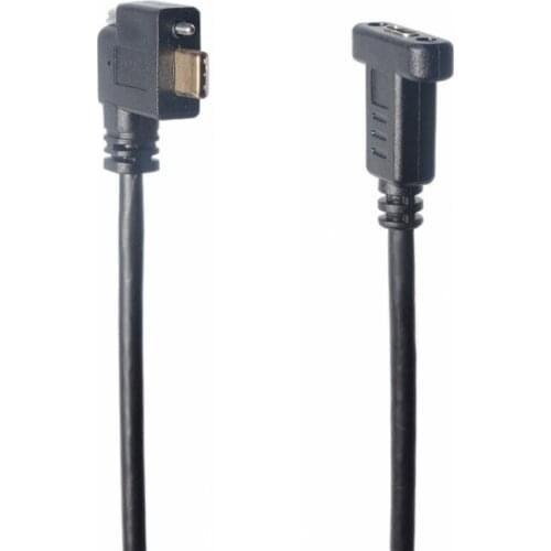 USB C Extension Cable, Vertical Angle Single Screw Locking USB 3.1 Type C Male to Type C Female with Panel Mount Screw Hole