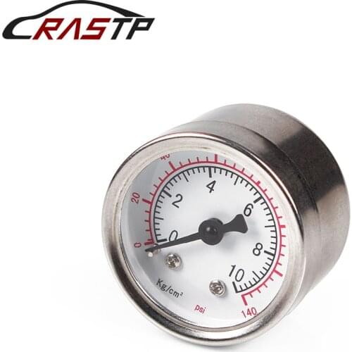 RASTP- Universal 1/8 NPT Fuel Pressure Gauge Liquid 0-140 psi Oil Press Gauge Fuel Gauge White Face RS-CAP012
