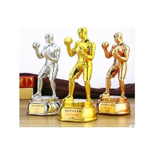 World Cup high-end resin gold-plated boxing trophy creative martial arts competition fight boxing king trophy custom