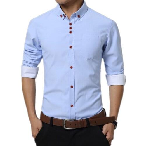 YG6188-C1051 Spring autumn new 2020 mens with fashion thin big size long-sleeve pure color shirt cheap wholesale free shipping