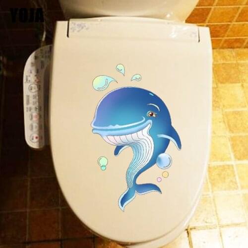 YOJA 16.5*22.2CM Interesting Whale Wall Sticker Home Decor Toilet Decal Cartoon Animal T3-0911