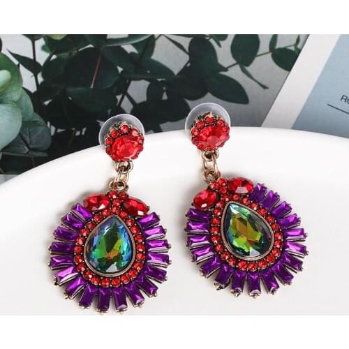 JURAN Vintage Fashion Maxi Statement Drop Earrings For Women Boho Rhinestone Handmade Bridal Wedding Dangle Brincos Jewelry