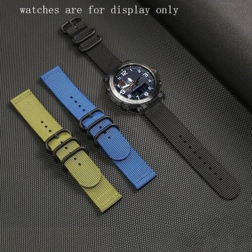 Replacement Strap For PRG-600YB-3/PRG-650/PRW-6600 Series Sports Nylon Canvas Watchband 24mm Mens Bracelet Black Blue