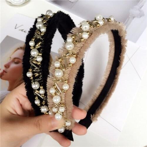 Fashion lady Pearls hair hoop Hair Accessories Women Girls Handmade beads Hair Band Hair Ponytail Rope Hairbands headwear