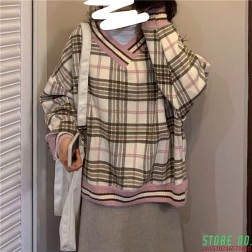 Womens top loose retro Slouchy style sub Pullover V-Neck long sleeve Sweatshirt clothes album para top titan clothing