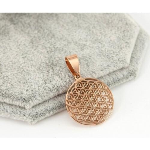 100% Stainless Steel Rosegold Flower Of Life Buddhist Seed Of Life Sacred Geometry Diy Jewelry Yoga Necklace Bracelet Pendants