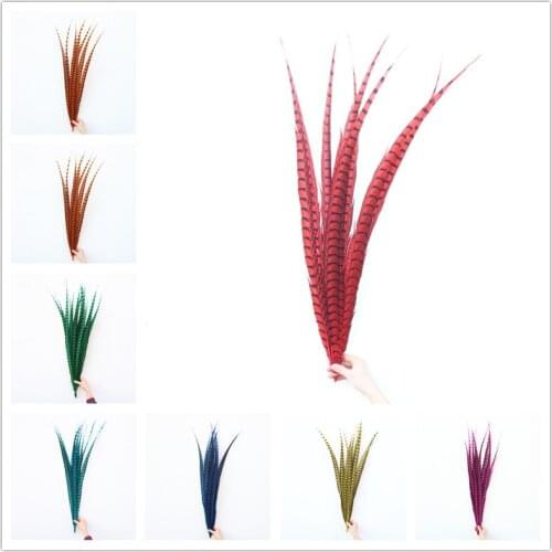 Wholesale 10pcs/lot Lady Amherst Pheasant tail Feathers 32-36Inch/80-90CM Jewelry Wedding Decorations Feathers for crafts Plume