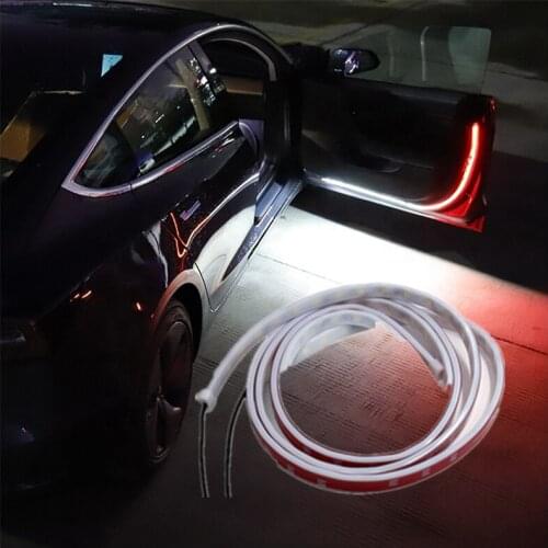 2PCS Car Door Opening Warning Safety Lamp Flowing Flashing LED Lights 1.2M 12v Auto Decorative Strobe Ambient Lamp Car-styling