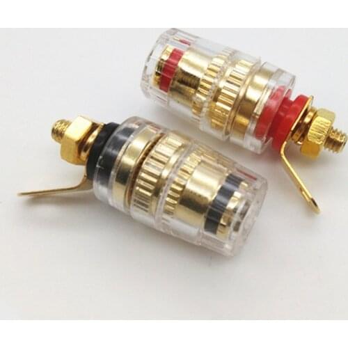 2pcs Gold Plated Banana Connector 4mm Thread Medium Amplifier Speaker Spade Terminal Binding Post Banana Plug Socket Connector