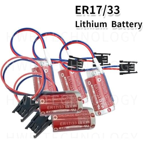 20pcs Battery for Maxell ER17/33 3.6V 1600mAh 2/3A 17330 PLC Lithium Batteries with Black plug connector