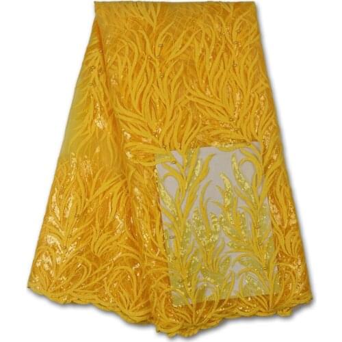 2021 New Sequin Mesh African Lace Fabric For Wedding Party Dress 5Yards French Embroidered Tulle Sequin Lace Fabric