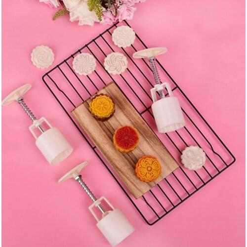 50g Mooncake Mold 6pcs Blooming Flowers Stamps Hand Press Moon Cake Pastry Mould H58C