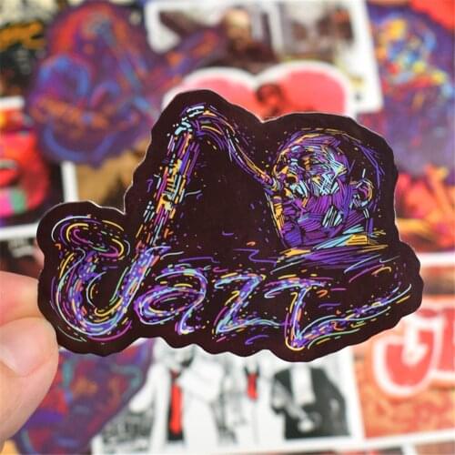 50Pcs Jazz Music Graffiti Styling Sticker Guitar Body Sticker Refrigerator Computer Suitcase Ukulele Car Sticker Car Decoration
