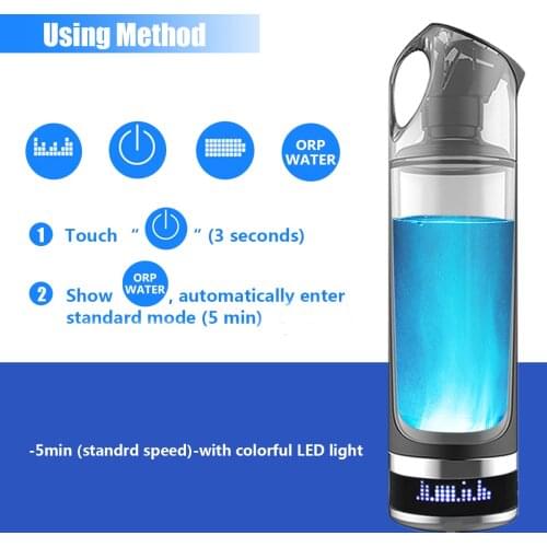 500ml Hydrogen Rich Alkaline Water Bottle lonizer Generator LED RGB Portable Cup USB Rechargeable Anti-Aging Gift