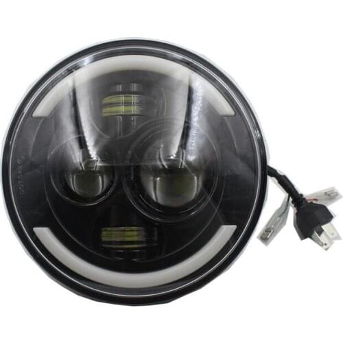 7'' 12V Motorcycle LED Headlight Bulb For Harley Sportster Iron Dyna Street Touring Motor HeadLamp Halo DRL Amber Turn Light