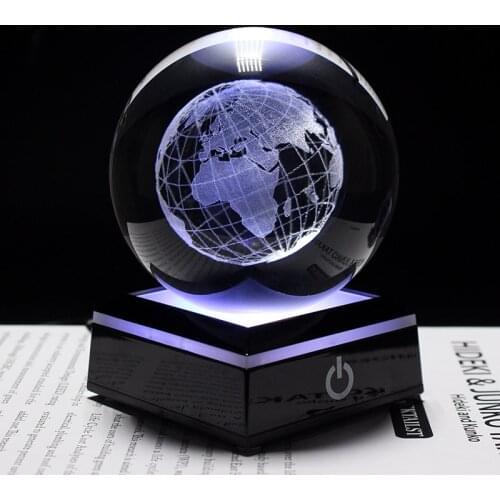 8cm 3D Earth Laser Engraved Crystal Ball Glass Globe Home Decoration Crystal Craft Sphere Ornament