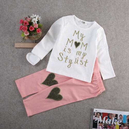 Free shipping Fashion Kids Baby Girls Toddler Cute T Shirt Top + Leggings Set Clothes Outfits