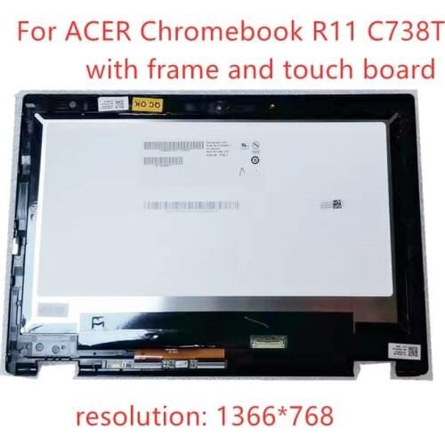 Free shipping LCD For ACER Chromebook R11 C738T Lcd Touch Screen Digitizer Assembly With Bezel 11.6 inch laptop cc HD 1366*768