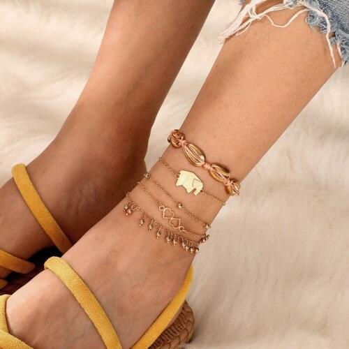 Boho Beads Ankle Bracelet cheville for Women Gold Color Leg Chain Tassel initial Anklet Vintage Foot leg Jewelry Accessories