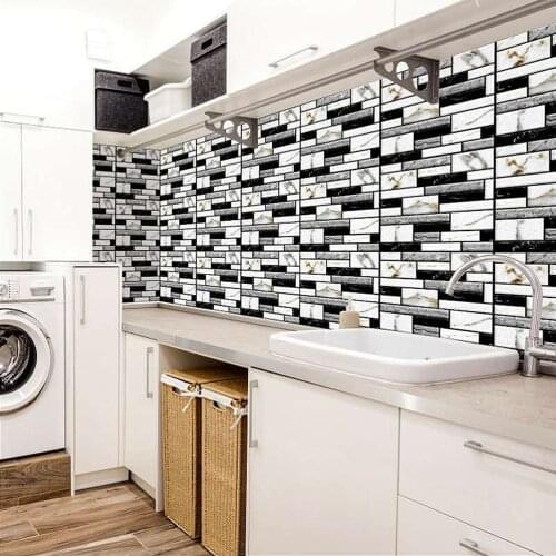 Black White Brick Subway Tile Peel And Stick Self Adhesive 3d Wall Decal Sticker Diy Kitchen Bathroom Home Decor Vinyl 30x30cm