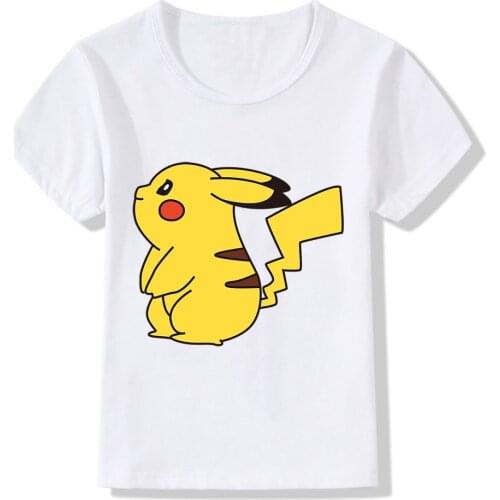 Pokemon Pikachu Kids Cute T-Shirt Animal Figures Print T Shirt Boys Girls Clothes Tops Children Summer Costumes Birthday Gifts