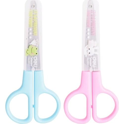 Deli 6021 childrens scissors With protective cover Wholesale and retail