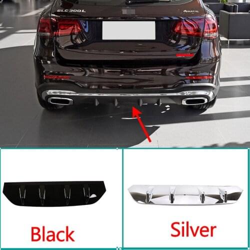 For Mercedes-Benz GLC 2020-2021 ABS Black/Silver Car Rear Bumper Lower Guard Plate Decorative Sticker Car Accessories