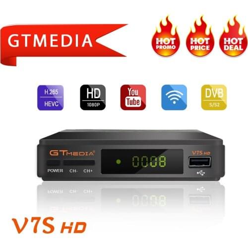 DVB-S2, Receptor de satélite, Gtmedia V7S HD, USB Wifi H.265, TV Box, Decodificador Biss VU PVR WiFi,support Youtube