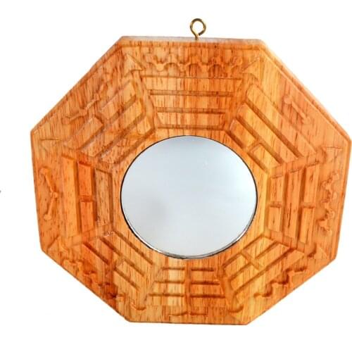Feng Shui Peach Wood Bagua Concave Mirrors Pakua SKU:J2324