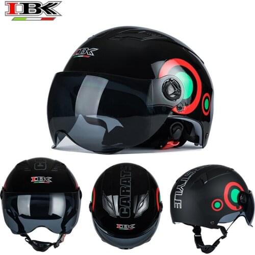 IBK Vinatge Motorcycle Helmet Electric Bicycle Casco Unisex 3/4 Casque Flip-up sun visor black Helmet IBK-035