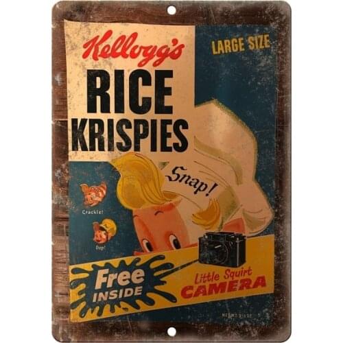 Kelloggs Rice Krispies Squirt Camera Box Tin Sign art wall decoration,vintage aluminum retro metal sign,iron painting